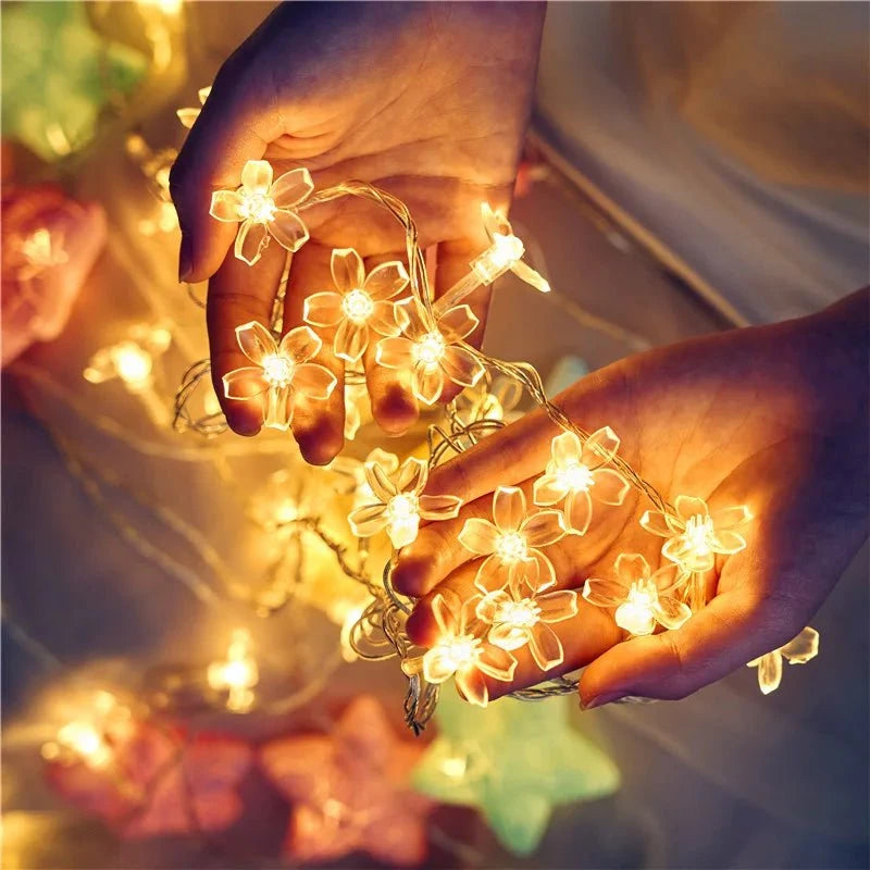 Shada 1.5-10m Lights LED String Fairy Lights Crystal Cherry Blossom Flower Garland For Indoor Wedding Festival Christmas Party Decors