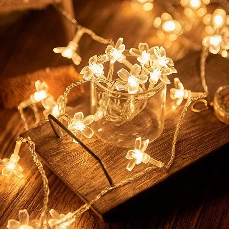 Shada 1.5-10m Lights LED String Fairy Lights Crystal Cherry Blossom Flower Garland For Indoor Wedding Festival Christmas Party Decors