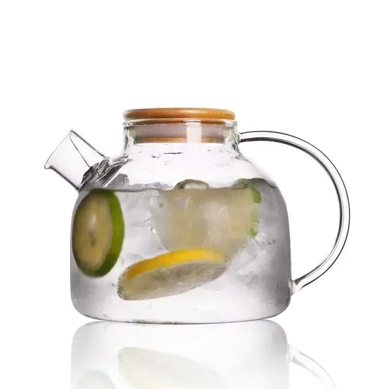 Shada 1.8L Transparent Borosilicate Glass Teapot Heat-Resistant Large Clear Tea Pot Flower Tea Set Puer Kettle Cup Office Home Tool