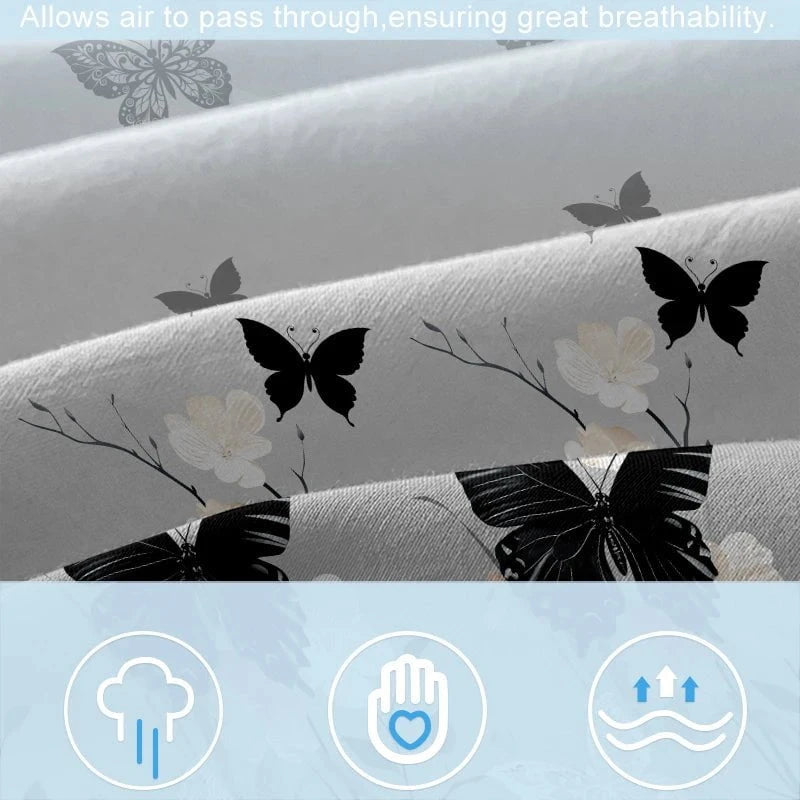 Shada 1 Simple modern Plant Flower Butterfly printed matte Fitted Sheet, bedroom printed bed cover, bedding (excluding pillowcases)