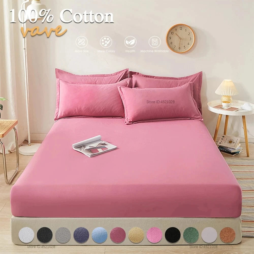 Shada 100% Cotton Fitted Sheets | Deep Pocket for Mattresses up to 12"