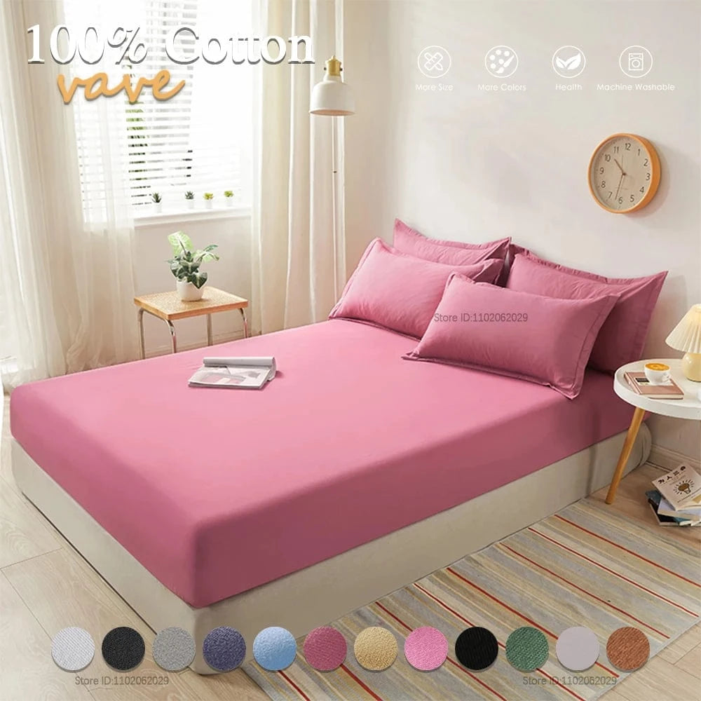 Shada 100% Cotton Fitted Sheets | Deep Pocket for Mattresses up to 12"