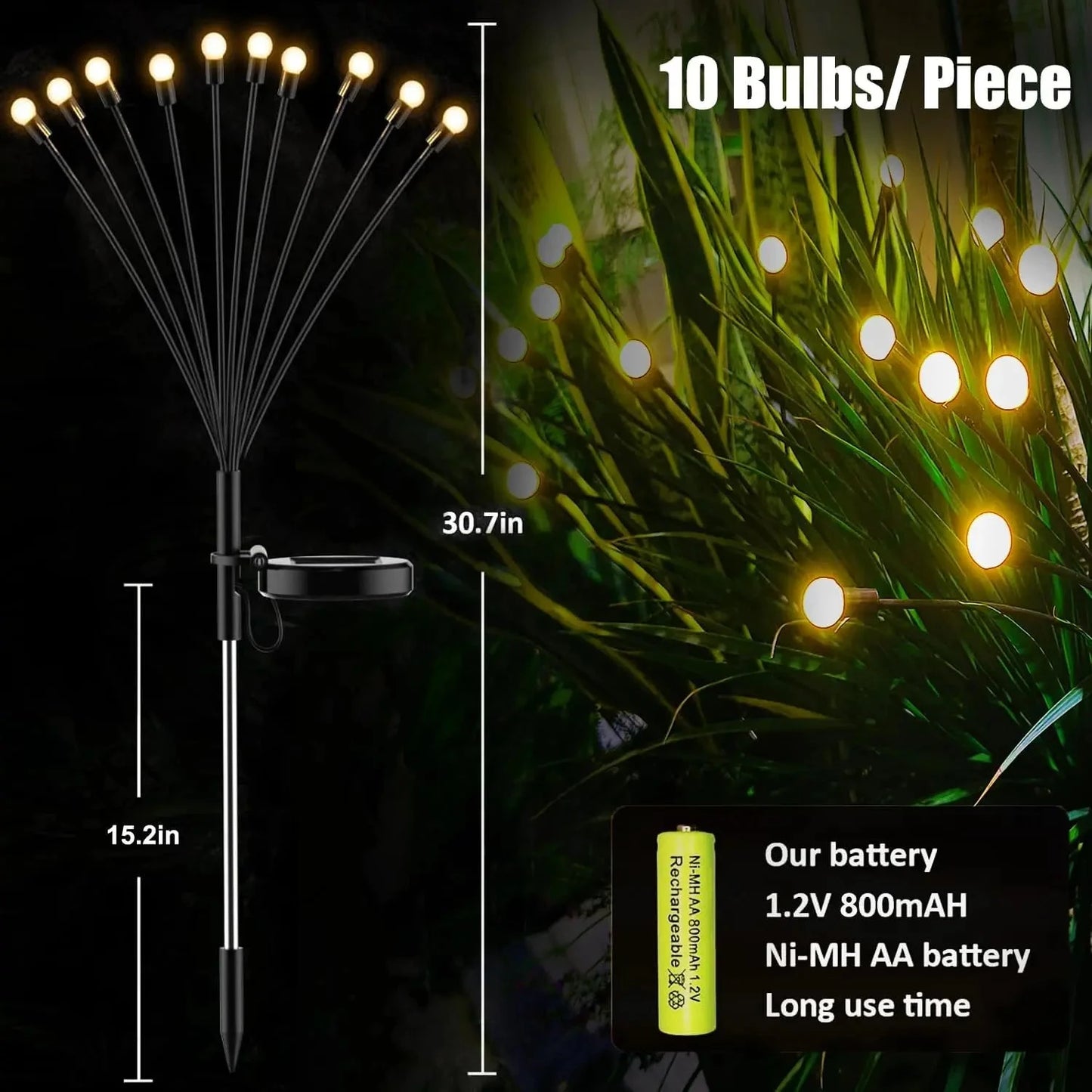 Shada 10L / 0-5W Garden Lights-New Upgraded Solar Powered Firefly Lights Outdoor Waterproof Vibran Garden Lights for Decorationi