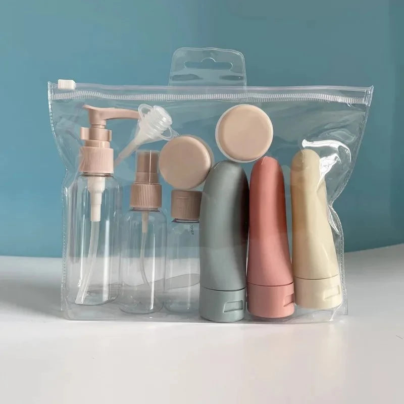 Shada 11pcs set 11pcs Travel Bottles Set With Storage Bag Travel Size Empty Liquid Cream Lotion Containers Fine Mist Spray Bottle Squeeze Tubes