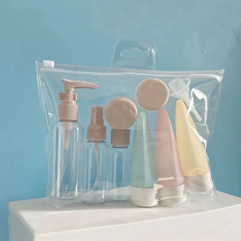 Shada 11pcs set B 11pcs Travel Bottles Set With Storage Bag Travel Size Empty Liquid Cream Lotion Containers Fine Mist Spray Bottle Squeeze Tubes
