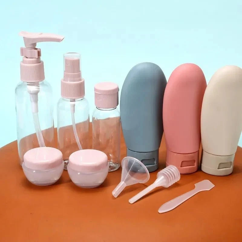 Shada 11pcs Travel Bottles Set With Storage Bag Travel Size Empty Liquid Cream Lotion Containers Fine Mist Spray Bottle Squeeze Tubes