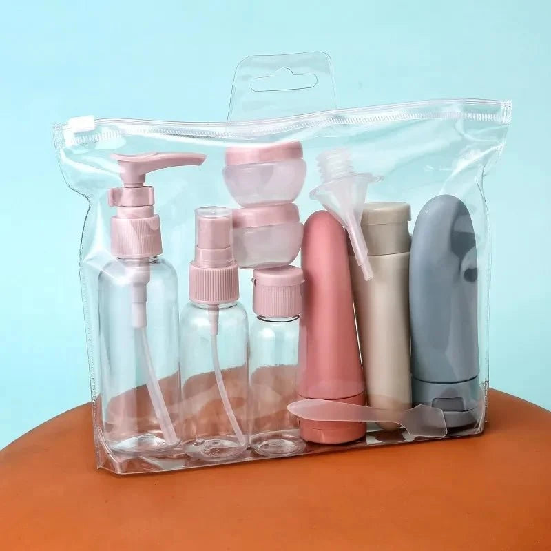 Shada 11pcs Travel Bottles Set With Storage Bag Travel Size Empty Liquid Cream Lotion Containers Fine Mist Spray Bottle Squeeze Tubes