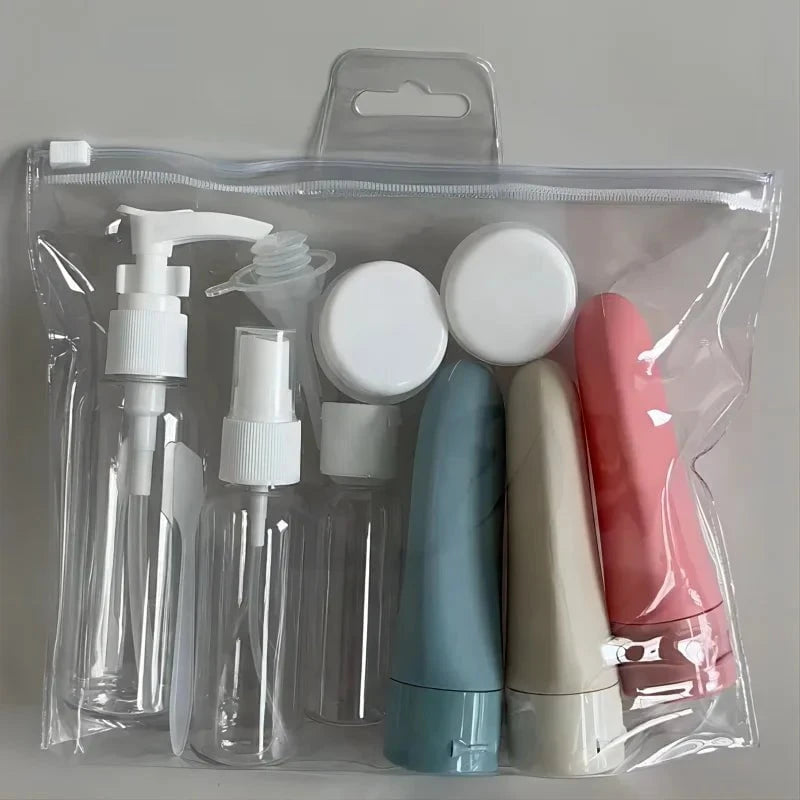 Shada 11pcs Travel Bottles Set With Storage Bag Travel Size Empty Liquid Cream Lotion Containers Fine Mist Spray Bottle Squeeze Tubes