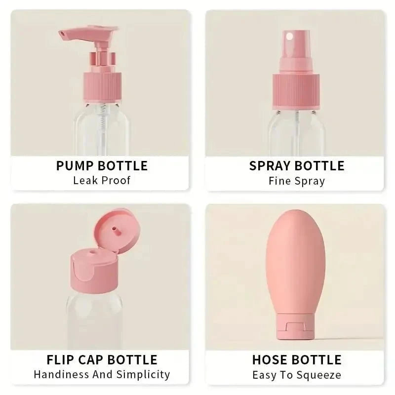 Shada 11pcs Travel Bottles Set With Storage Bag Travel Size Empty Liquid Cream Lotion Containers Fine Mist Spray Bottle Squeeze Tubes