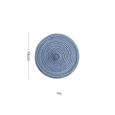 Shada 18cm blue / 6pcs 6pcs Round Table Mat Woven Ramie Placemats Anti Slip Dining Table Mats Non-Slip Tableware Bowl Pads Kitchen Drink Cup Coasters