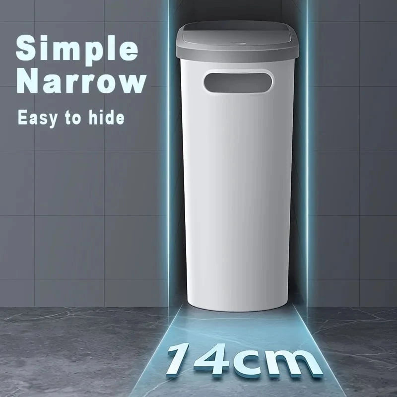 Shada 1pc 10L Bathroom Trash Can, Household Creative Gap Waste Bin, Press Type Garbage Can with Lid, Simple Paper Basket Kitchen Trash Can