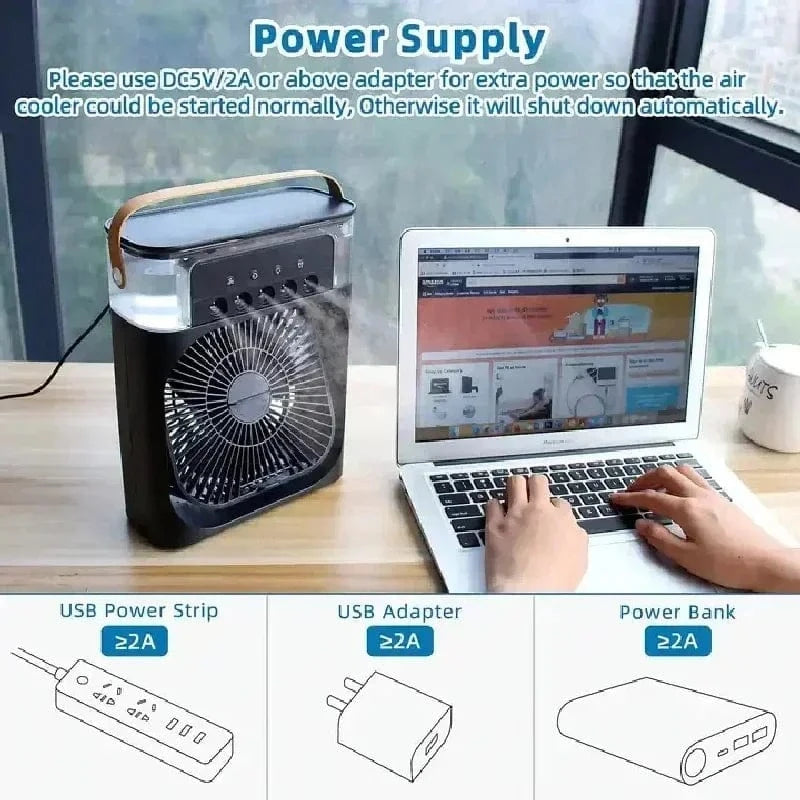 Shada 3-in-1 Fan Air Conditioner with LED Lights & Humidifier
