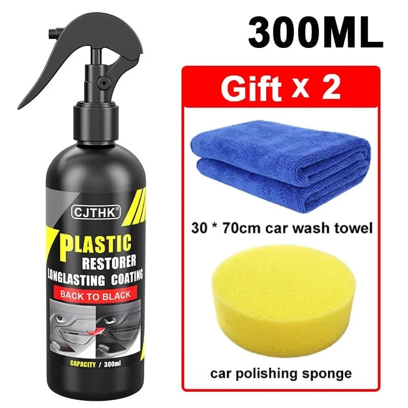 Shada 300ml set (Gift x2) Car Plastic Restorer - Back to Black Gloss Finish Coating, Long-Lasting Leather & Plastic Cleaner