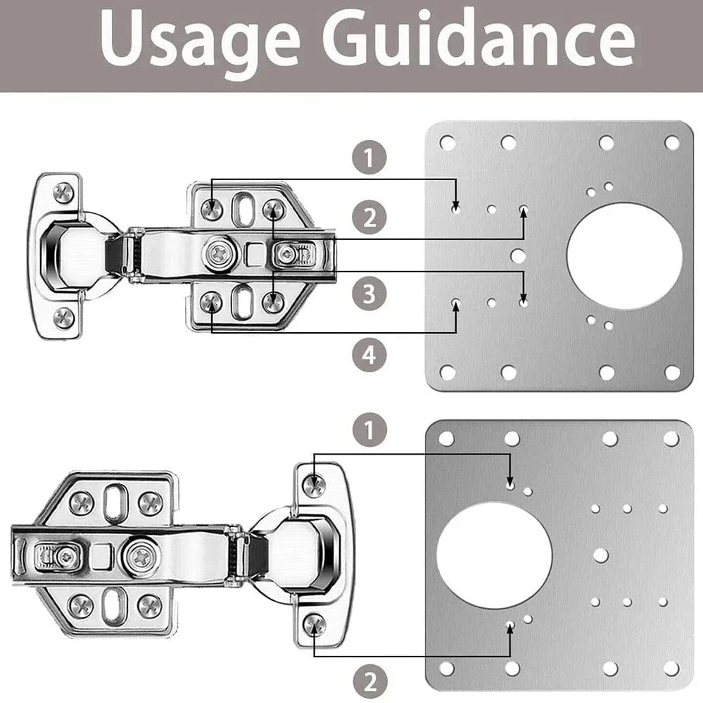 Shada 4PCS A Stainless Steel Cabinet Hinge Repair Plate Kit for Kitchen Cupboards - Durable and Easy to Install