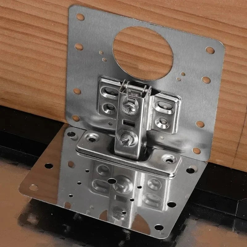 Shada 4PCS A Stainless Steel Cabinet Hinge Repair Plate Kit for Kitchen Cupboards - Durable and Easy to Install
