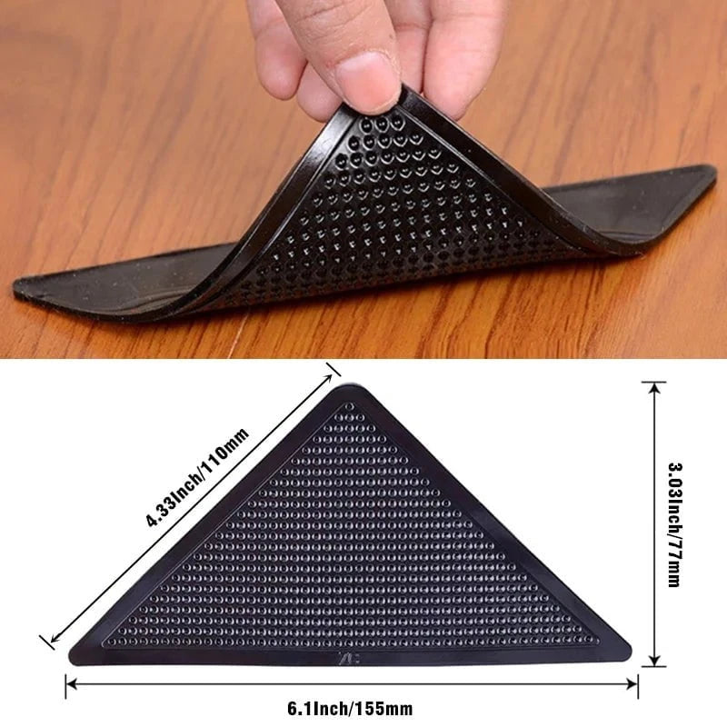 Shada 4Pcs8pcs/set Triangle Washable Reusable Rug Gripper Anti-skid Rubber Mat Non Slip Patch Tape for Tile Floors Carpets Corners Pad