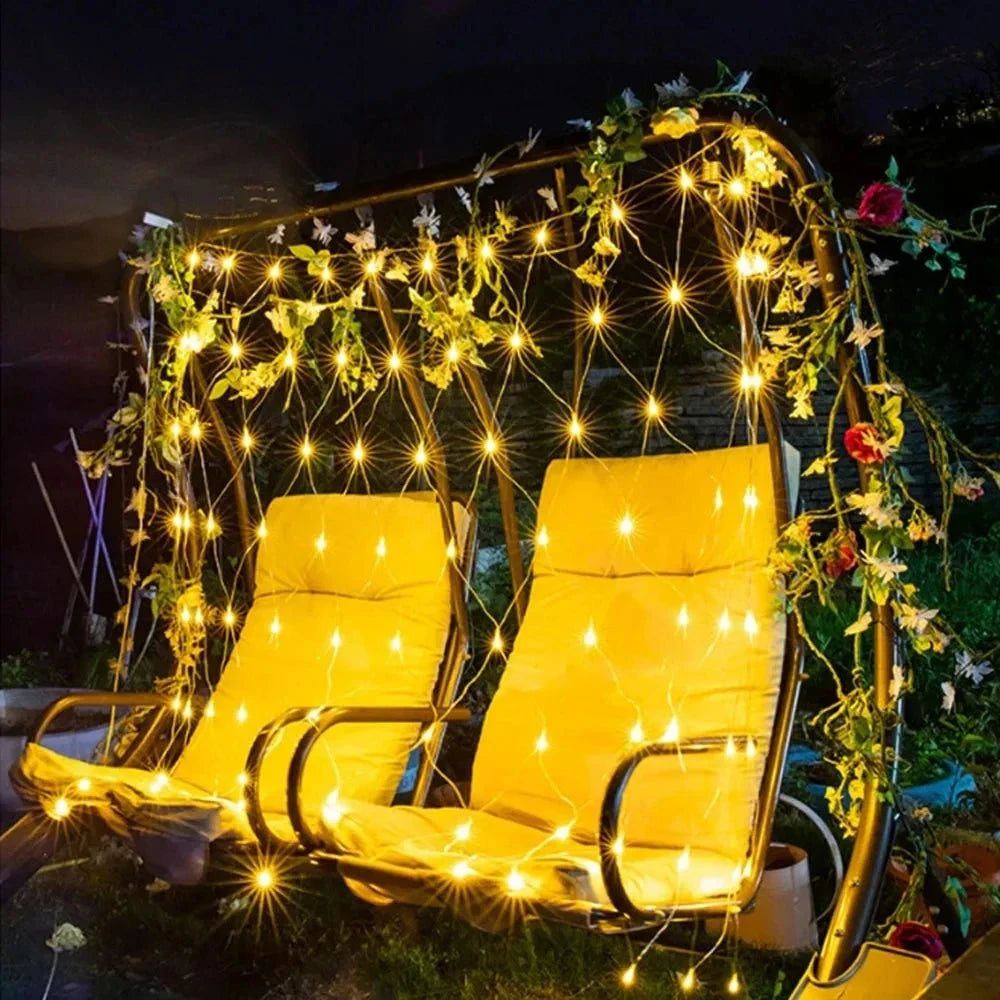 Shada 4x6M 3x3M Christmas Garlands LED String Christmas Net Lights Mesh Fairy Xmas Party Garden Wedding Decoration Curtain Light