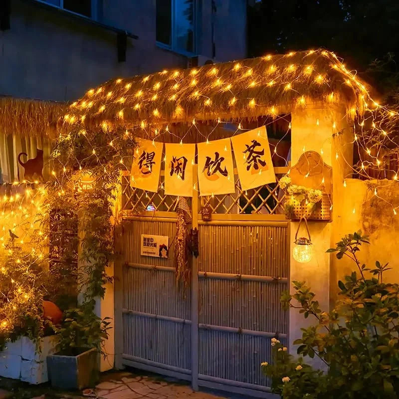 Shada 4x6M 3x3M Christmas Garlands LED String Christmas Net Lights Mesh Fairy Xmas Party Garden Wedding Decoration Curtain Light