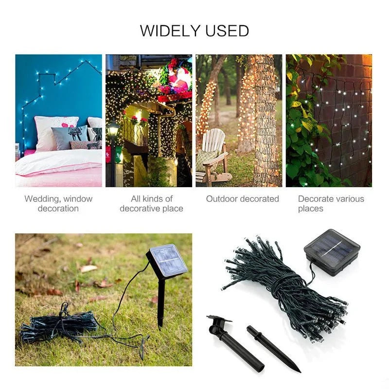 Shada 7m/12m/22m Christmas Garland Led Fairy Light Outdoor Solar Powered String Lights 8 Mode Garden Wedding Decoration Waterproof
