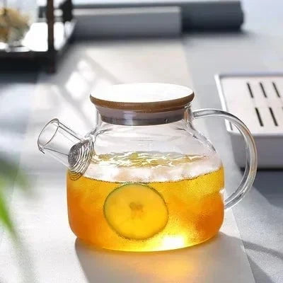 Shada A 1000ML 1.8L Transparent Borosilicate Glass Teapot Heat-Resistant Large Clear Tea Pot Flower Tea Set Puer Kettle Cup Office Home Tool