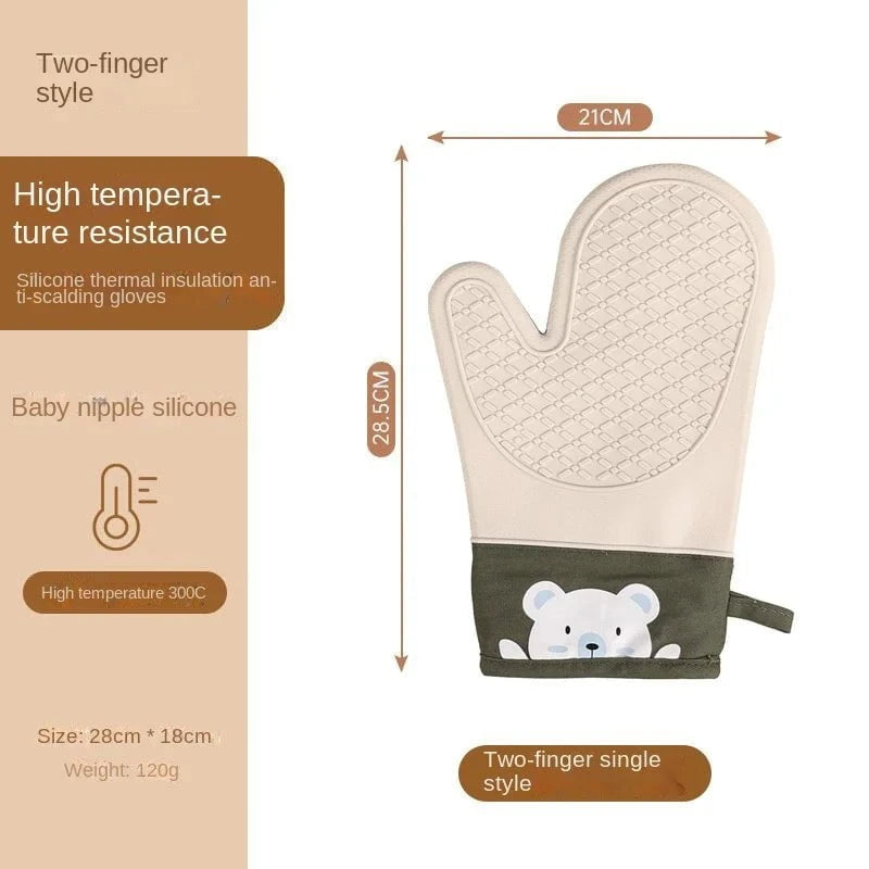 Shada A Silicone heat insulation gloves thickened, non-slip, high temperature oven gloves baking and scalding kitchen hand clamps