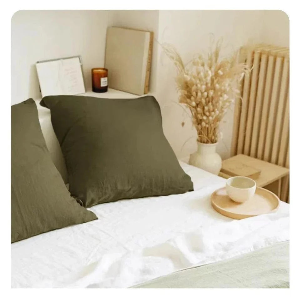 Shada Army green / 30X50CMX1PC Premium 100% Linen Pillowcase - Soft, Comfortable Cushion Cover with Invisible Zipper for Home Decor