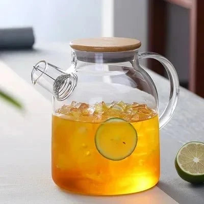 Shada B 1800ML 1.8L Transparent Borosilicate Glass Teapot Heat-Resistant Large Clear Tea Pot Flower Tea Set Puer Kettle Cup Office Home Tool