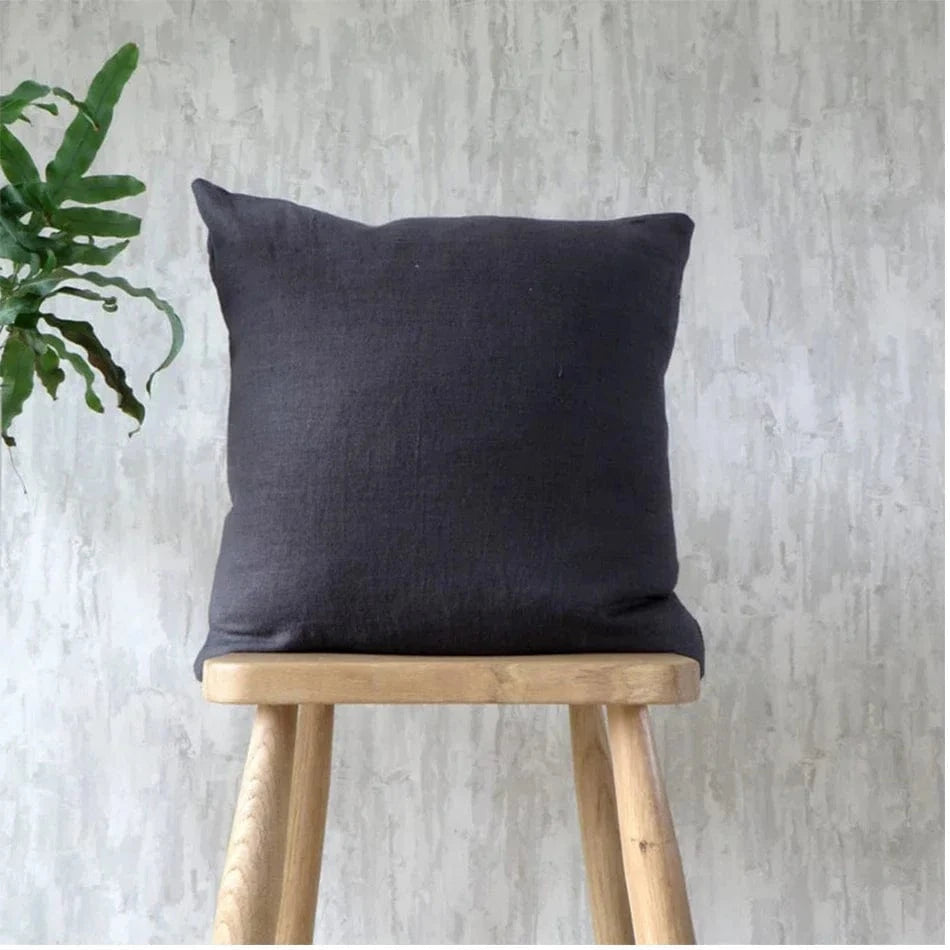 Shada Black / 30X50CMX1PC Premium 100% Linen Pillowcase - Soft, Comfortable Cushion Cover with Invisible Zipper for Home Decor