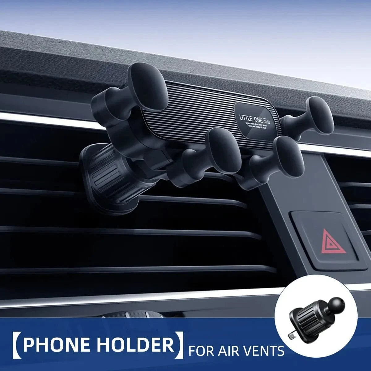 Shada Black Gravity Car Phone Holder - Universal Air Vent Mount for 4.7-7 Inch Smartphones, Shockproof Design