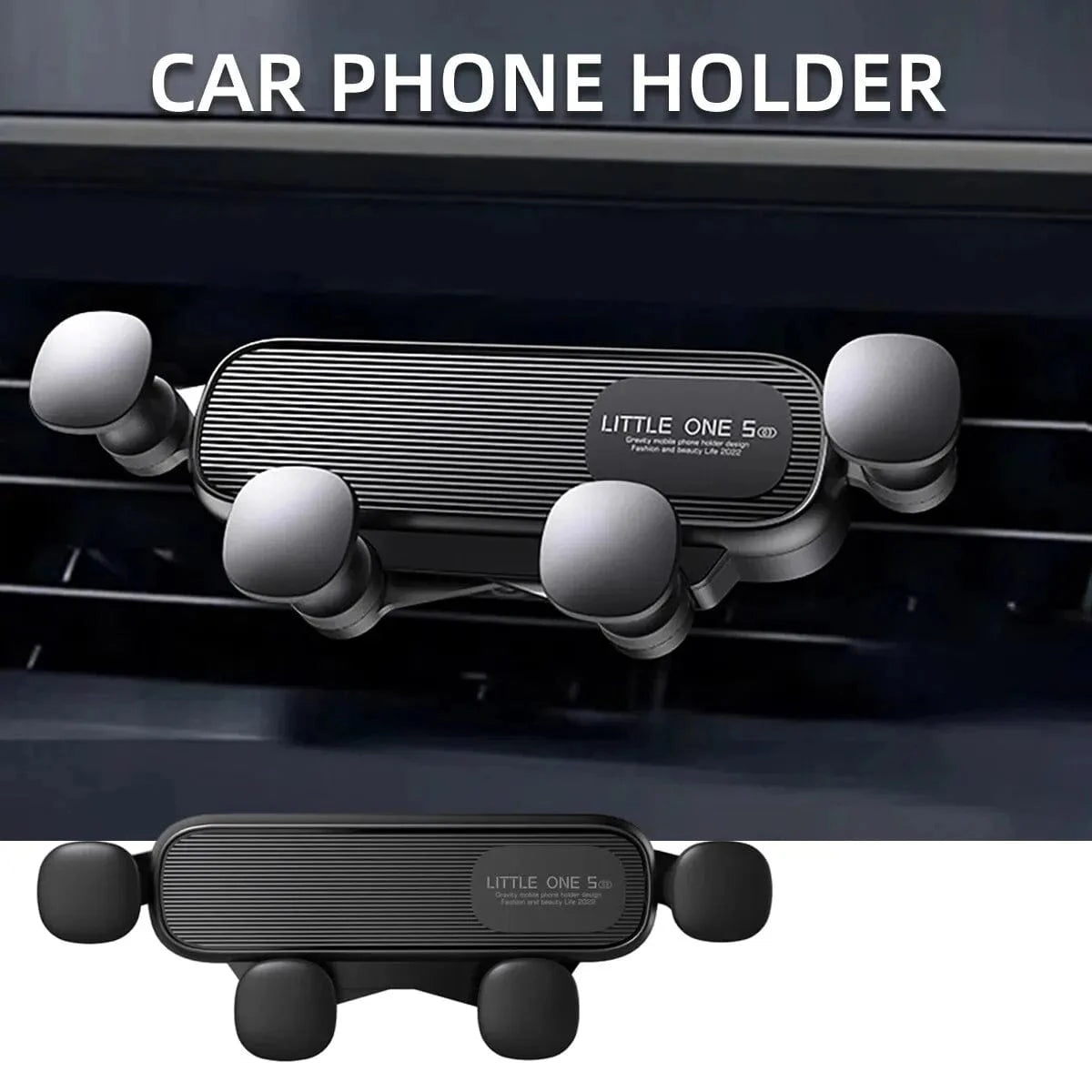 Shada Black Gravity Car Phone Holder - Universal Air Vent Mount for 4.7-7 Inch Smartphones, Shockproof Design