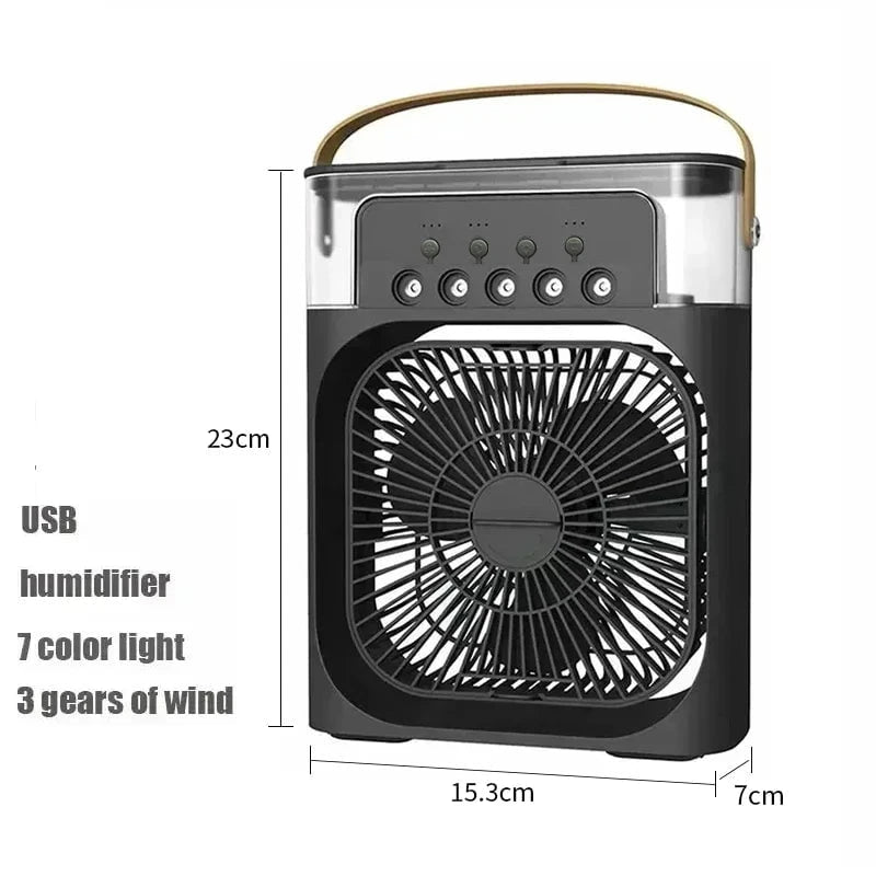 Shada black New 3 In 1 Fan AIr Conditioner Household Small Air Cooler LED Night Light Portable Humidifier Air Adjustment Fan Office Home Fan