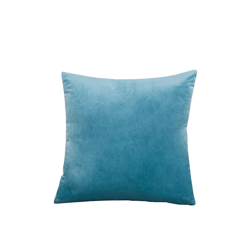 Shada Blue / 45x45cm MACT Velvet Throw Pillow Cover 55x55/60x60cm - Soft Solid Square Cushion Case for Home, Sofa & Car