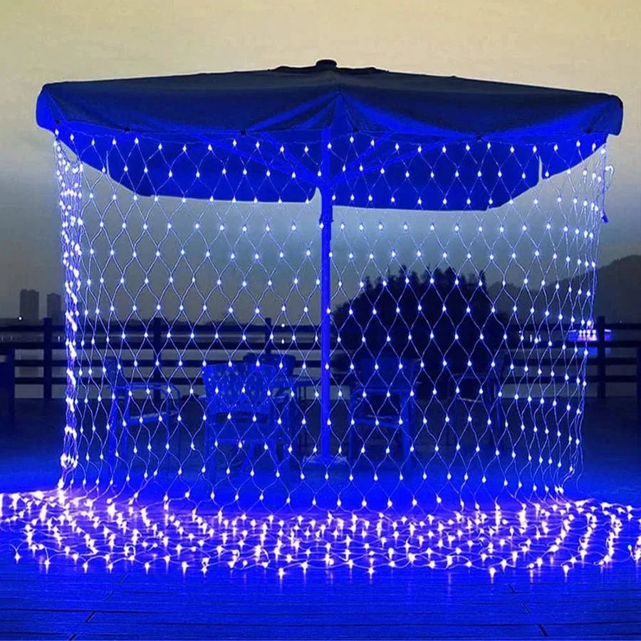 Shada blue / EU Plug 220V / 1.5M x 1.5M 4x6M 3x3M Christmas Garlands LED String Christmas Net Lights Mesh Fairy Xmas Party Garden Wedding Decoration Curtain Light