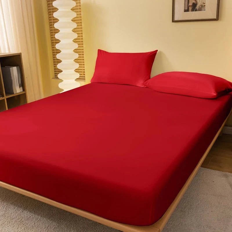 Shada Bright Red / 200x220cm 1 piece of solid color matte bed sheet, solid color bed cover for bedroom, bedding (excluding pillowcases)