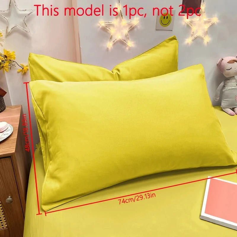 Shada Bright yellow / 48x74cm 1 Piece Of Matte Solid Color Pillowcase, Bedroom Pocket Sealed Soft Pillowcase, Bedding