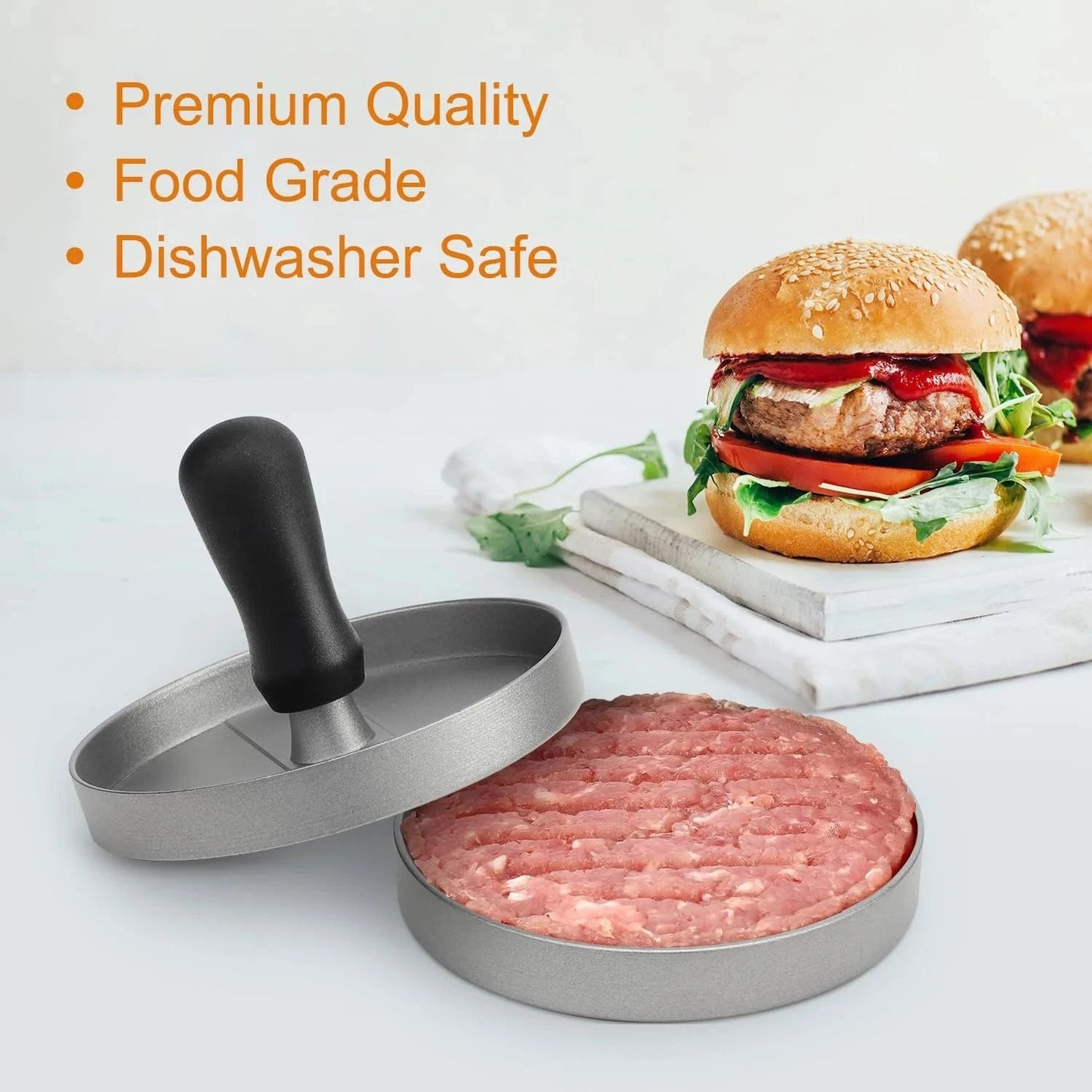 Shada Burger Press Non-Stick Hamburger Patty Maker with Wax Paper Aluminum Burger Maker for Kitchen BBQ Grill
