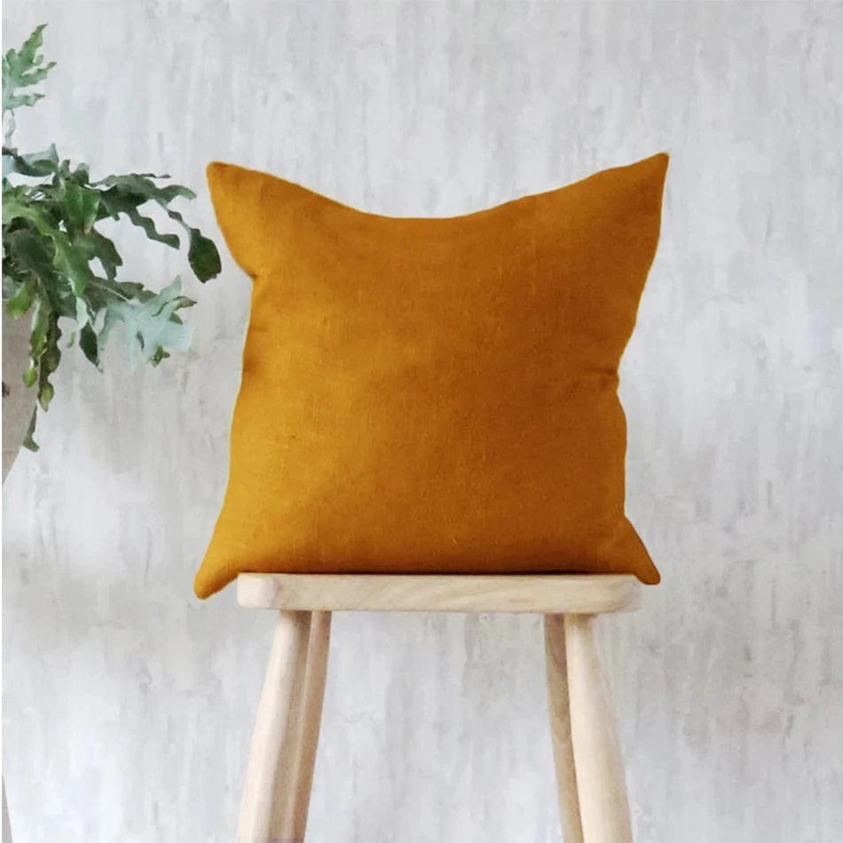 Shada Caramel / 30X50CMX1PC Premium 100% Linen Pillowcase - Soft, Comfortable Cushion Cover with Invisible Zipper for Home Decor