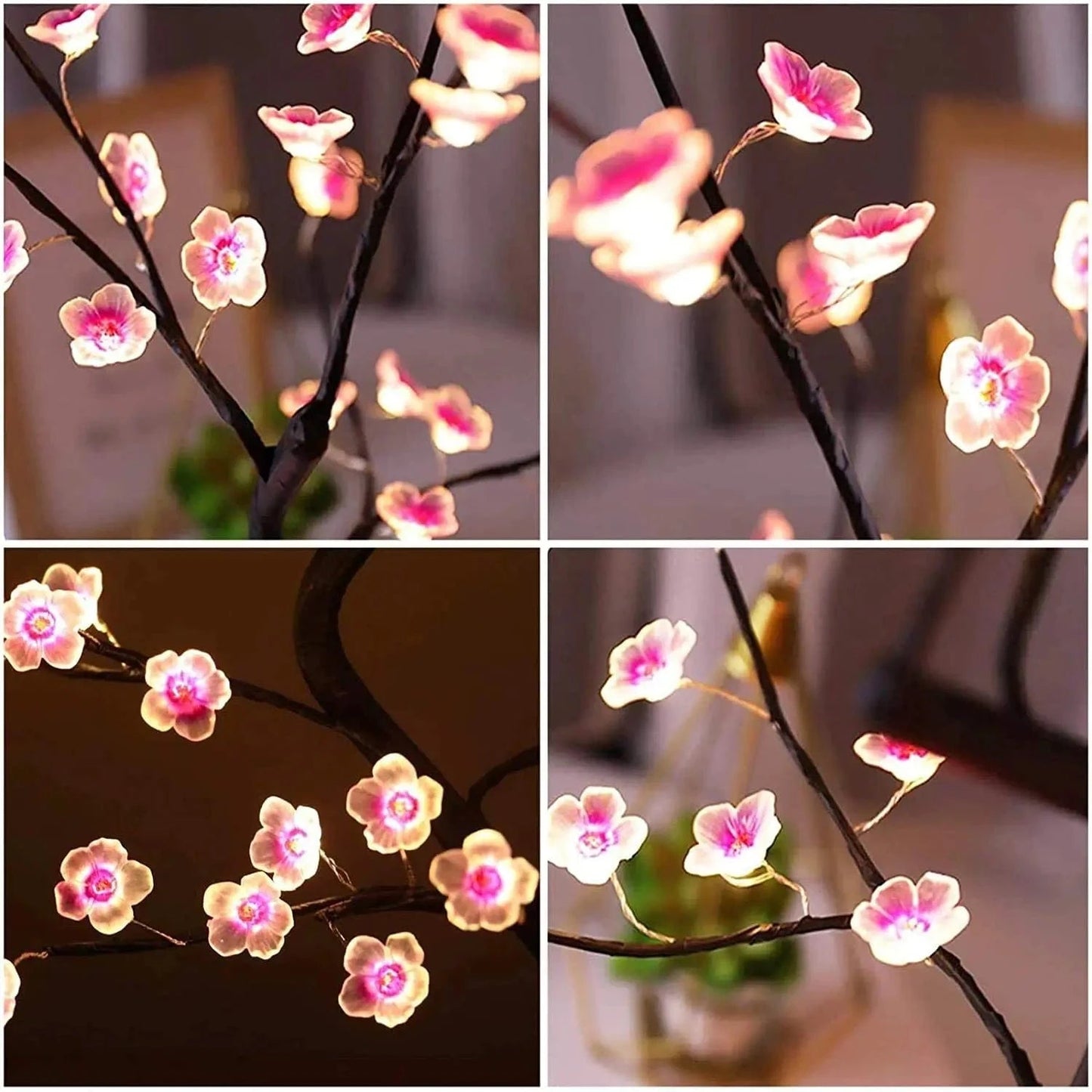Shada Cherry Blossom Tree LED Night Light - USB/Battery Powered Touch Switch, 35 Warm White Copper Wire Lights