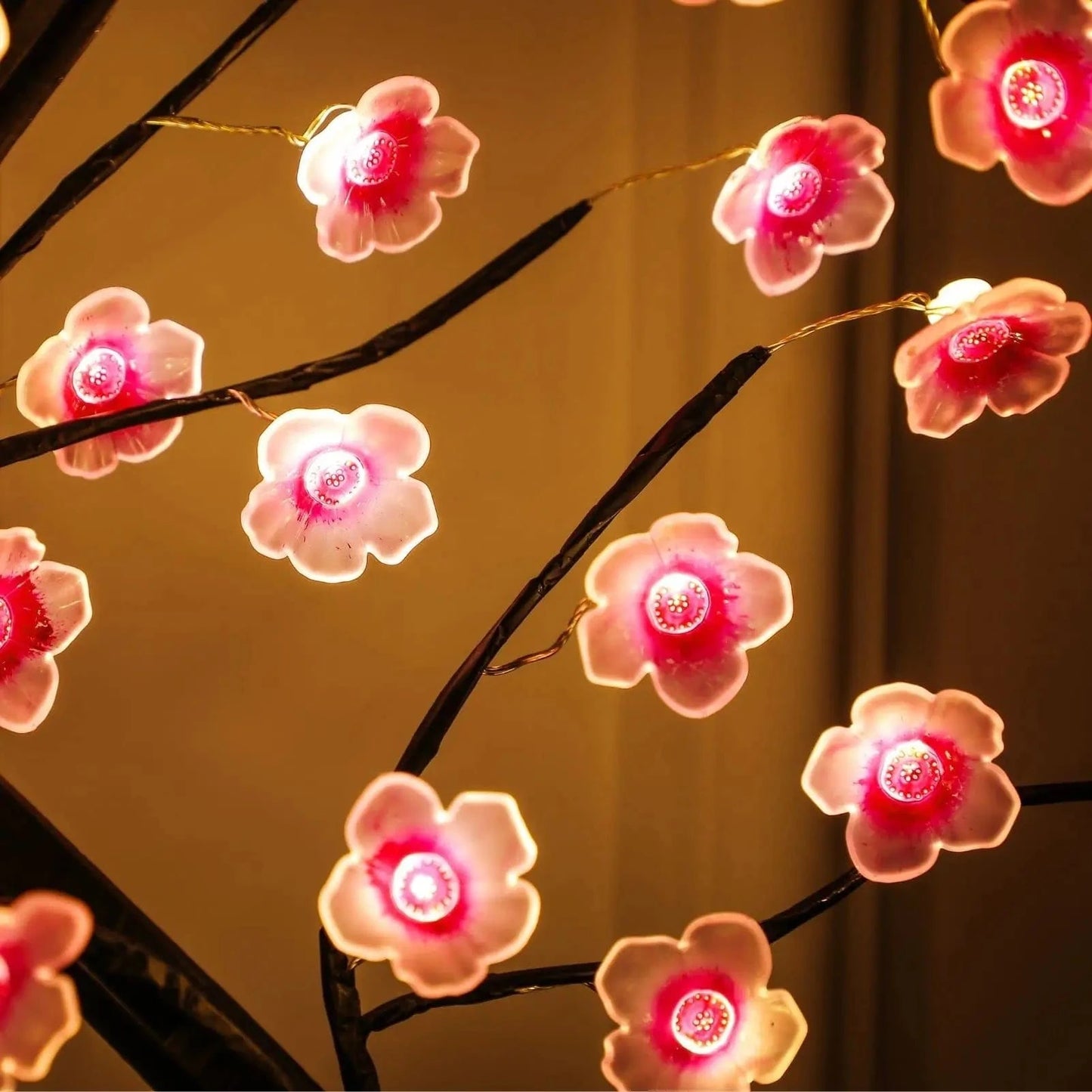Shada Cherry Blossom Tree LED Night Light - USB/Battery Powered Touch Switch, 35 Warm White Copper Wire Lights