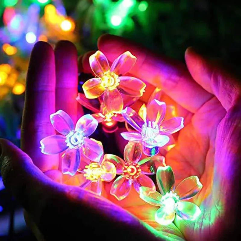 Shada cherry colorful / 1.5m 10leds 1.5-10m Lights LED String Fairy Lights Crystal Cherry Blossom Flower Garland For Indoor Wedding Festival Christmas Party Decors