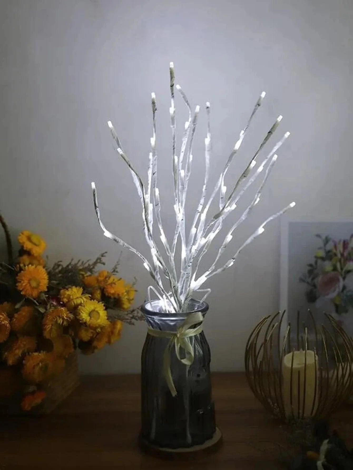 Shada Cold White / 20LED 1 PC White Birch Branch LED Fairy Lights - Battery Operated Warm White for Christmas Wedding Decor