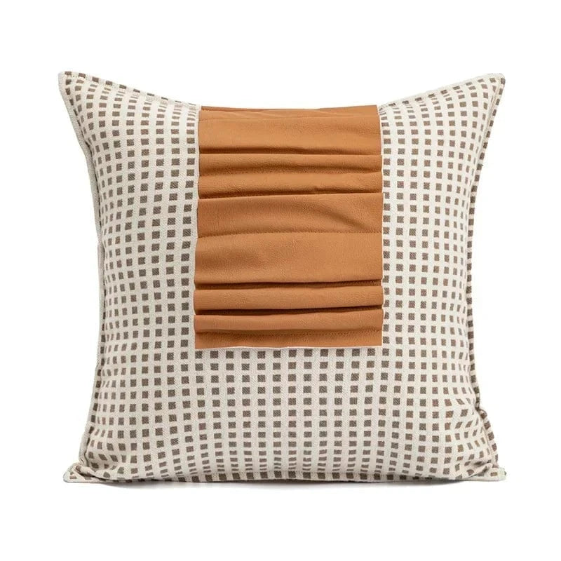 Shada Color 3 (45x45cm) Brown Patchwork Throw Pillow Cover - 30X50/45X45CM Modern Minimalist Decorative Cushion Cover