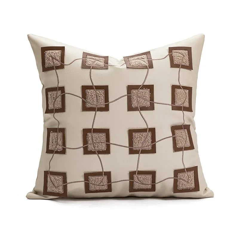 Shada Color 9 (45x45cm) Brown Patchwork Throw Pillow Cover - 30X50/45X45CM Modern Minimalist Decorative Cushion Cover