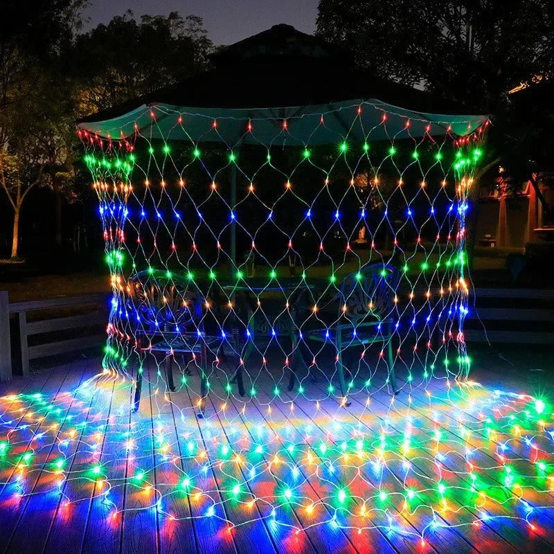 Shada colorful / EU Plug 220V / 6M x 4m 4x6M 3x3M Christmas Garlands LED String Christmas Net Lights Mesh Fairy Xmas Party Garden Wedding Decoration Curtain Light