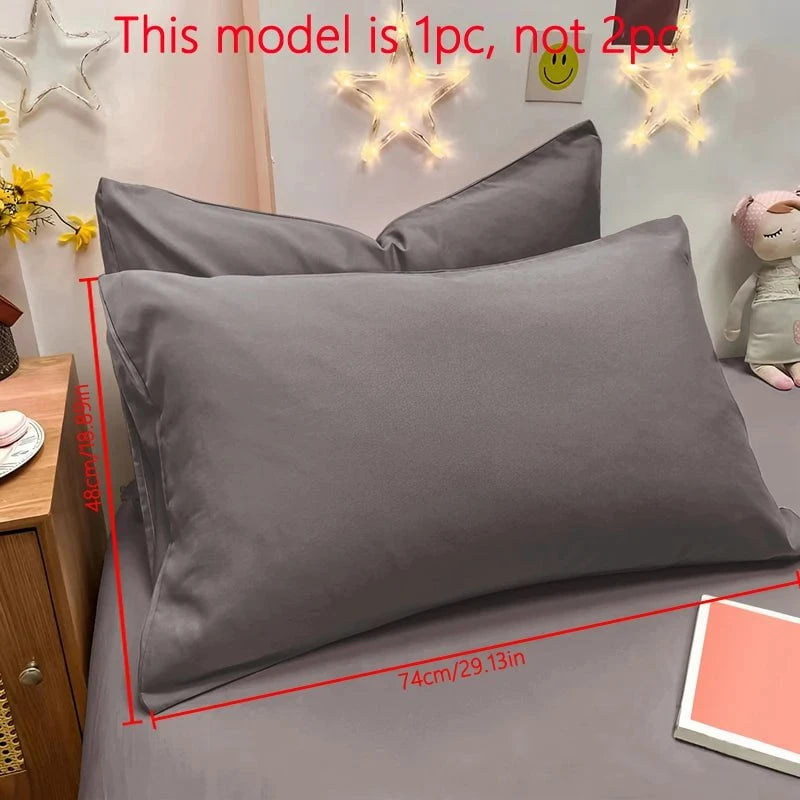 Shada Dark gray / 48x74cm 1 Piece Of Matte Solid Color Pillowcase, Bedroom Pocket Sealed Soft Pillowcase, Bedding
