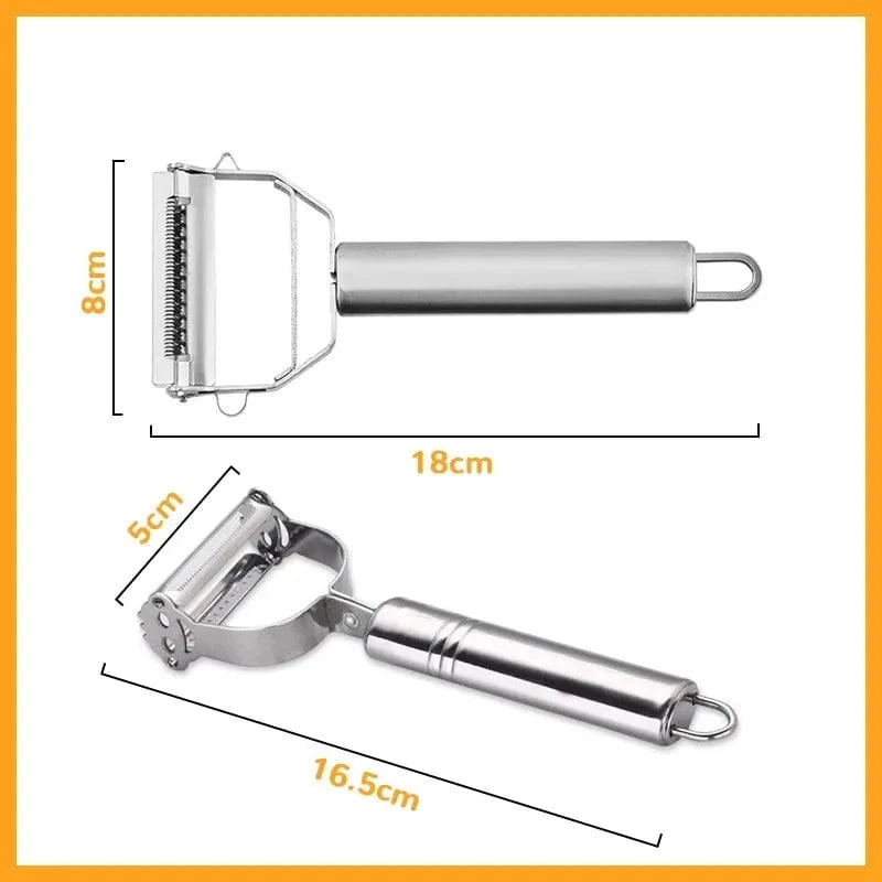 Shada Double-Headed Stainless Steel Kitchen Peeler - Multifunctional Fruit & Vegetable Tool
