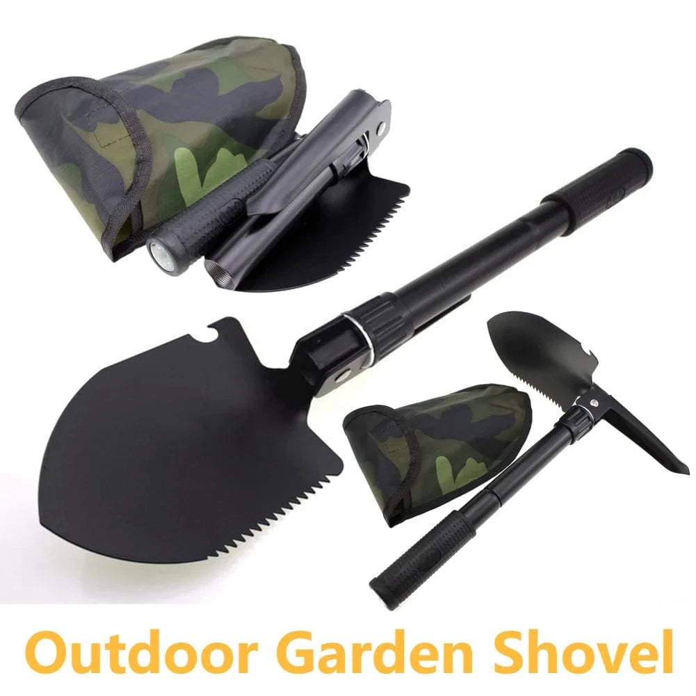 Shada Folding Outdoor Garden Shovel Kit - Portable Multifunctional Camping Spade for Weeding and Survival