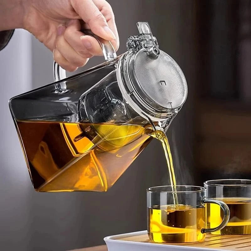The GIANXI 750ML Glass Teapot Set offers an elegant and functional tea experience. Made from premium borosilicate glass, it keeps tea warm without getting hot to touch. Features a press-down lid for drip-free pouring and a filter for full leaf expansion...