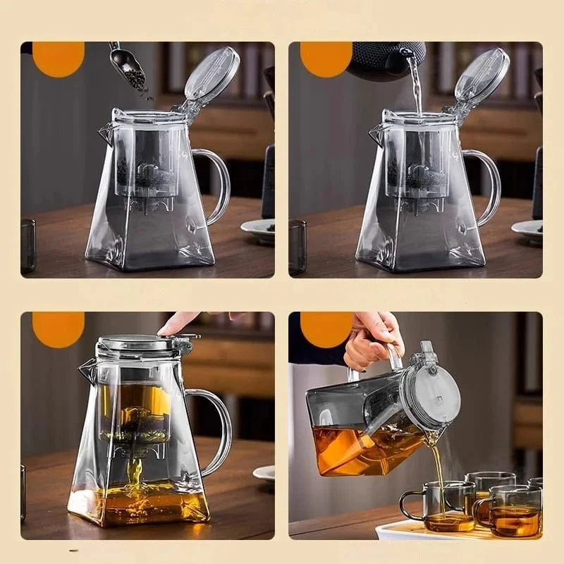 The GIANXI 750ML Glass Teapot Set offers an elegant and functional tea experience. Made from premium borosilicate glass, it keeps tea warm without getting hot to touch. Features a press-down lid for drip-free pouring and a filter for full leaf expansion...