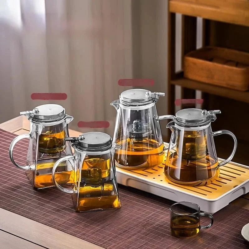 The GIANXI 750ML Glass Teapot Set offers an elegant and functional tea experience. Made from premium borosilicate glass, it keeps tea warm without getting hot to touch. Features a press-down lid for drip-free pouring and a filter for full leaf expansion...